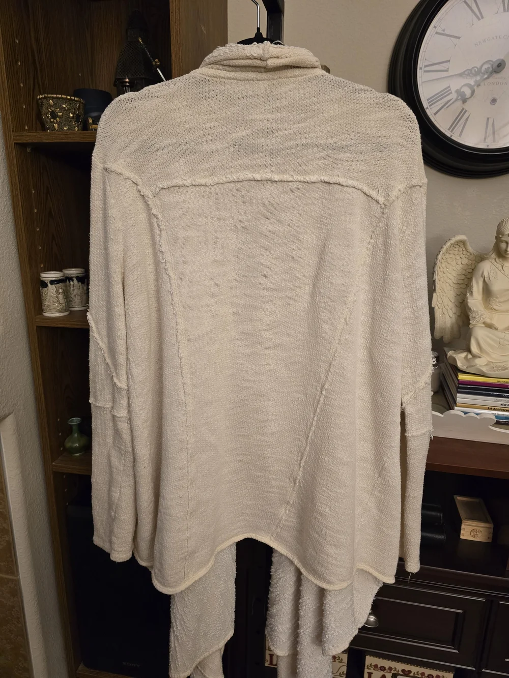 Free People In The Loop Open Front Boho Cardigan Raw Edge Zipper Accent Size S